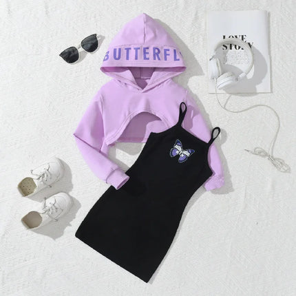 Clothing Set Girl Butterfly Black Vest Dress - Clothing Set - Lolocee - Mad Fly Essentials