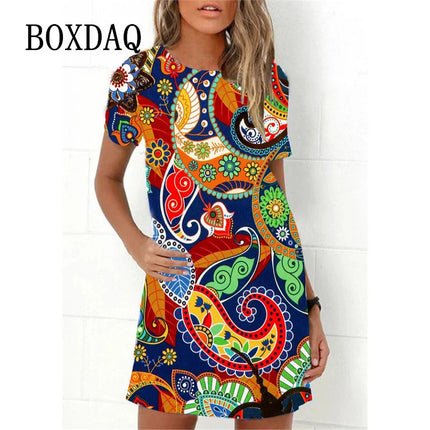 Mini Dress Women 3D Graffiti Cat Peacock Animal Dress - Mini Dress - Boxdaq - Mad Fly Essentials