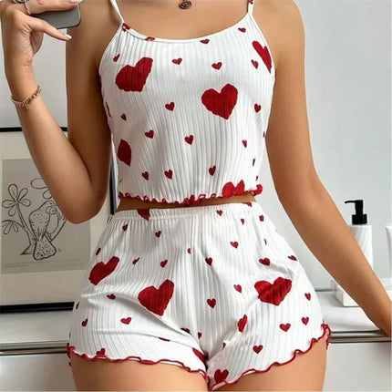 Pajama Set Women Strawberry Heart Homewear 2pc Pajamas - Pajama Set - Animal Unicorn - Mad Fly Essentials