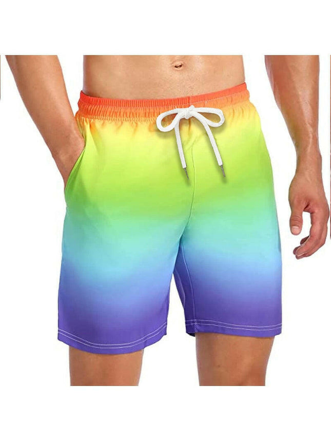 Men 3D Rainbow Gradient Boardshorts - Men's Fashion Mad Fly Essentials