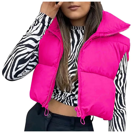 Jacket Women Cropped Vest Sleeveless Puffer Outerwear - Jacket - Sunsiom - Mad Fly Essentials