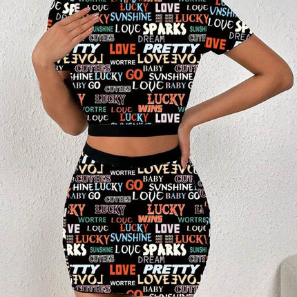 Women 3D Love 2pc Skirt Outfit Set - Mad Fly Essentials
