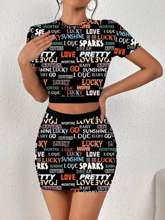 Women 3D Love 2pc Skirt Outfit Set - Mad Fly Essentials