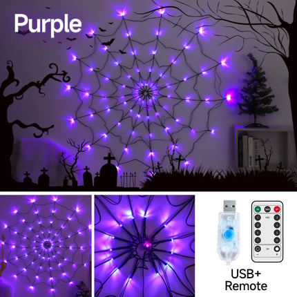 LED Halloween Spider Web Decoration-8 Modes Lights - Lighting & Bulbs Mad Fly Essentials