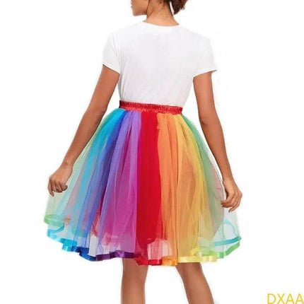 Women Layered Pleated Tulle Rainbow Skirt - Mad Fly Essentials