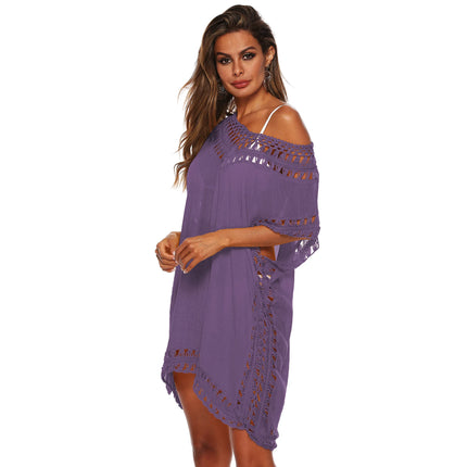 Beach Dress Women Crochet Cover Up Solid Swimsuit Dress - Beach Dress - Mafirry - Mad Fly Essentials