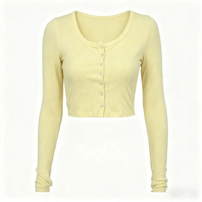 Sweater Women O-Neck Blue Crop Top Sweater - Karrcat - Mad Fly Essentials