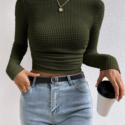 Crop Top Women Waffle Rib Bottoming Top - Crop Top - Werueruyu - Mad Fly Essentials
