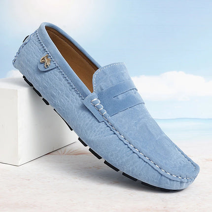 Flats Men Handmade Italian Casual Blue Moccasins - Flats - Dudeli - Mad Fly Essentials