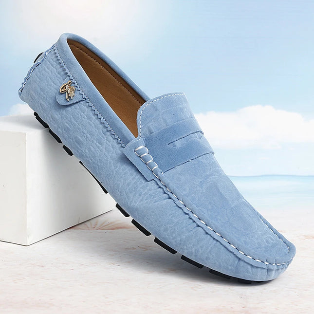 Flats Men Handmade Italian Casual Blue Moccasins - Flats - Dudeli - Mad Fly Essentials
