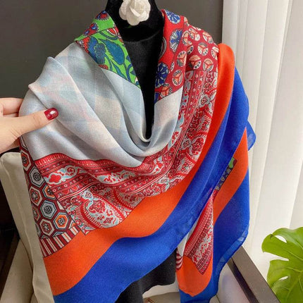 Women Spanish Silk Pashmina Floral Square Shawls - Mad Fly Essentials