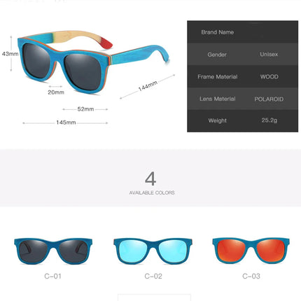 Women Sunglasses GM Blue Frame Bamboo UV400 Sunglasses - Women Sunglasses - GM Sunglasses - Mad Fly Essentials