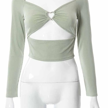 Crop Top Women Hollow-Out Heart Long Tops - Crop Top - Wensilian - Mad Fly Essentials