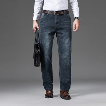 Jeans Men Blue-Grey Classic Denim Pants - Jeans - Brother Wang - Mad Fly Essentials