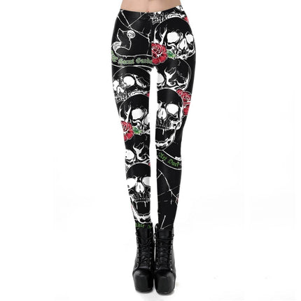 Gothic Women Bottoms Apparel Homewear Plus Activewear Halloween Skull 3D Fitness Leggings - Mad Fly Essentials