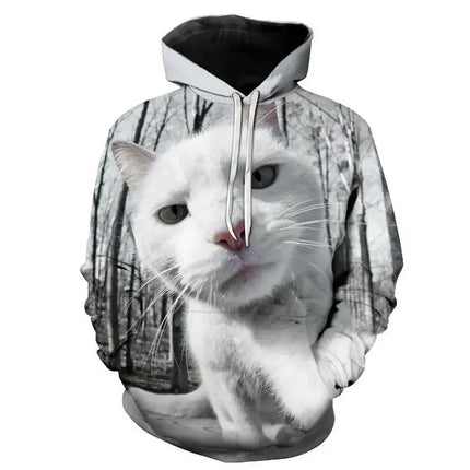 Hoodies Men Funny Animals 3D Cat Long Pullover - Hoodies - Heatboywade - Mad Fly Essentials