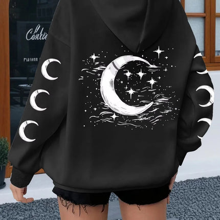 Hoodies Women Moon Winter Y2K Gothic Pullover - Hoodies - xwomenday - Mad Fly Essentials