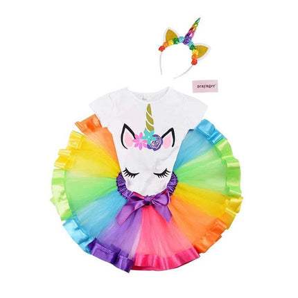Baby Girl Rainbow Unicorn Tutu Dress Sets - Mad Fly Essentials