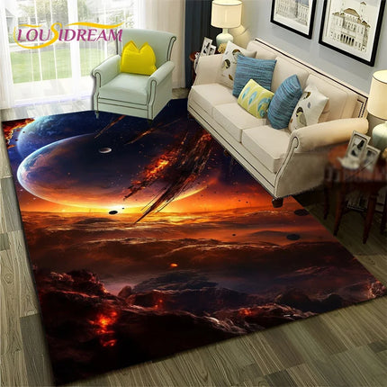 Area Rug Kids Room 3D Universe Galaxy Living Rug - Area Rug - Lousidream - Mad Fly Essentials