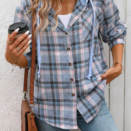 Shirt Women Long Patchwork Plaid Striped Tee - Shirt - Birdtree TB - Mad Fly Essentials