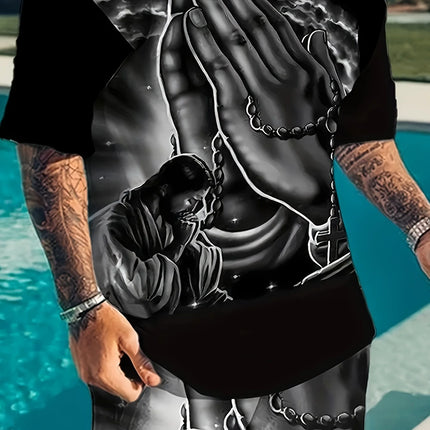 Tracksuit Men Fashion Praying Hands Outfit Set - Tracksuit - Polaris - Mad Fly Essentials