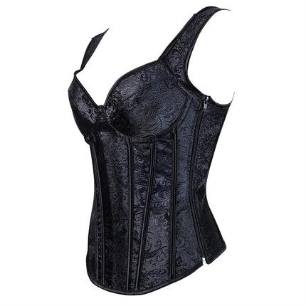 Corset Women Strap Polka Jacquard Gothic Bustier - Corset - Elsvios - Mad Fly Essentials