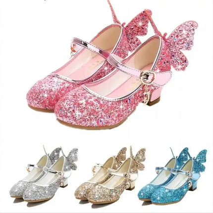 Girls Footwear Princess Butterfly Leather Bowknot Dance Heels - Girls Footwear - Meckior - Mad Fly Essentials