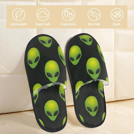 Indoor Green Alien UFO Home Plush Slippers