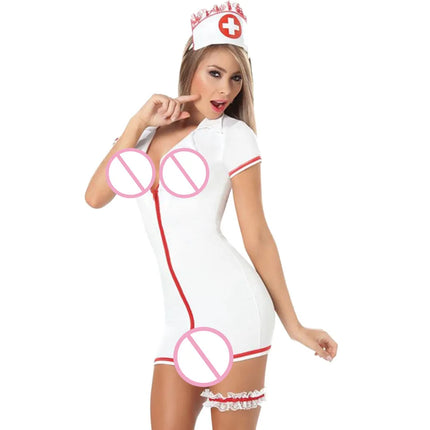Women Sexy Nurse Cosplay Uniform Costume Set