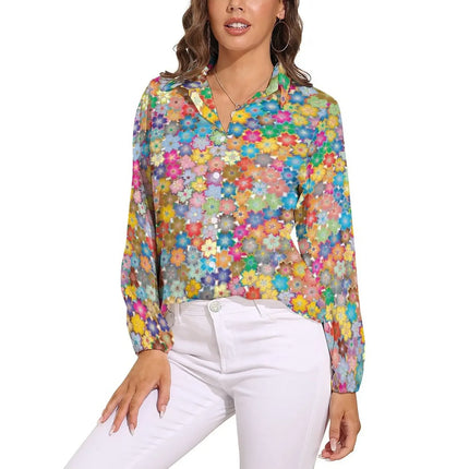 Shirt Women Flower Power Casual 3D 70s Blouse - Shirt - LazySorry - Mad Fly Essentials