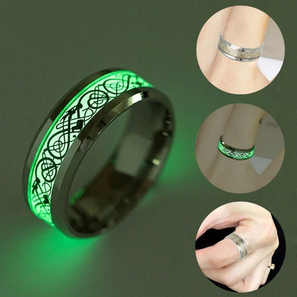 Ring Men Black Minimalist Stainless Luminous Dragon Ring - Ring - Epoxy - Mad Fly Essentials