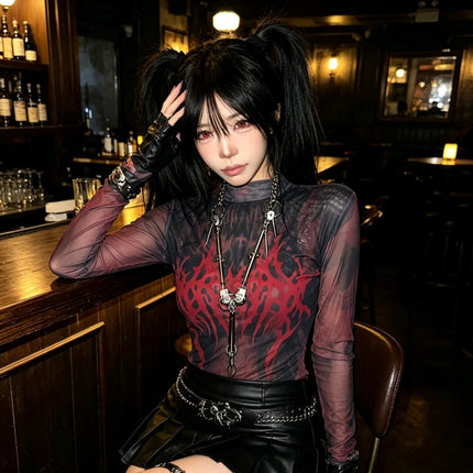 Women Shop Y2K Gothic Long Sleeve Streetwear Top - Women Shop - Showmirror - Mad Fly Essentials