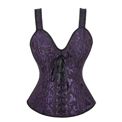 Corset Women Strap Polka Jacquard Gothic Bustier - Corset - Elsvios - Mad Fly Essentials