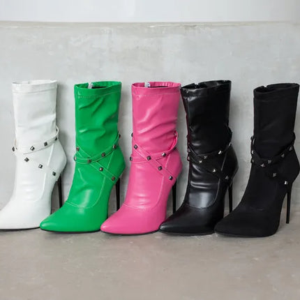 Women British Fashion High Heel Zip Boots