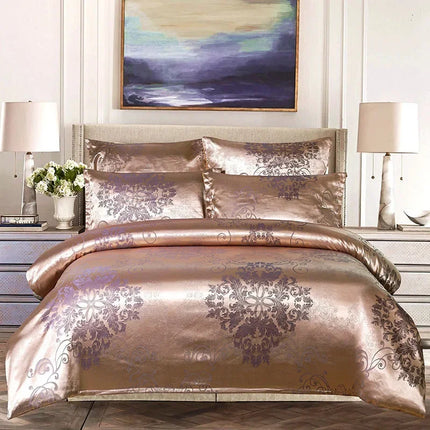 Duvet Set European Jacquard Satin Bedding Set - duvet set - home deluxe - Mad Fly Essentials