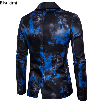 Men Business Casual Fashion Blue Black Party Blazer