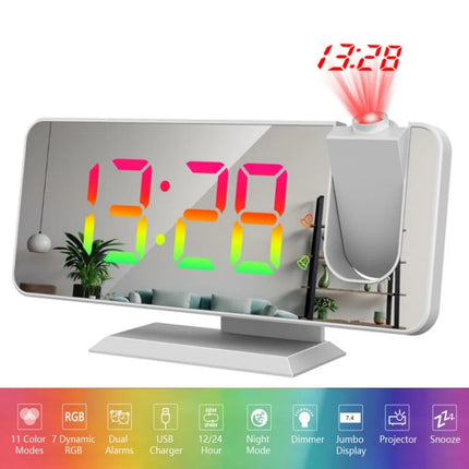 Auto-Dimming Dynamic RGB Projector Alarm Clock
