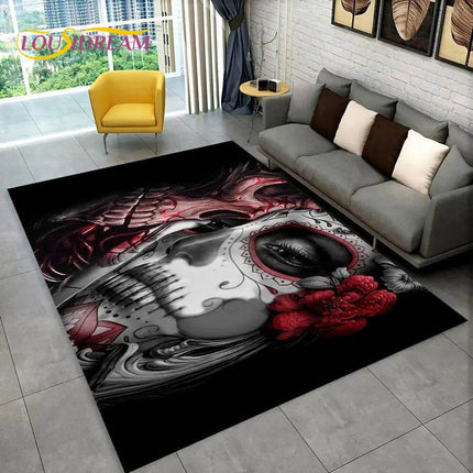 3D Gothic Horror Skull Dead Girl Area Rug - Mad Fly Essentials