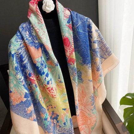 Women Spanish Silk Pashmina Floral Square Shawls - Mad Fly Essentials