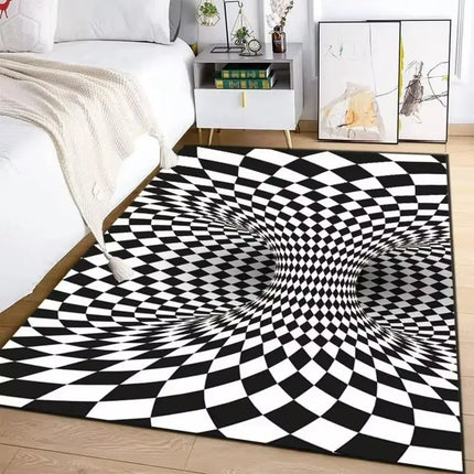 Area Rug 3D Vortex Illusion Black White Rug - Area Rug - cloocl - Mad Fly Essentials