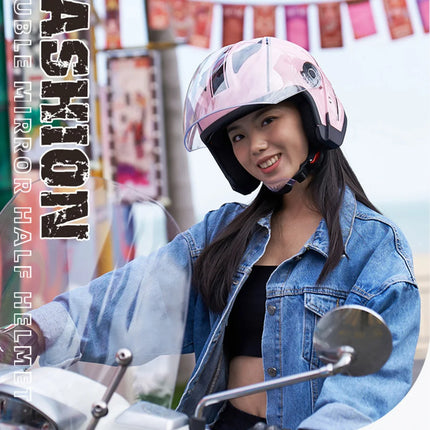 Motorcycle Open Face Visor Impact-Absorbing ABS Lightweight Helmet