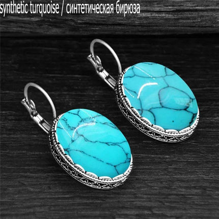 Vintage Oval Quartz Jade Amethyst Earrings - Mad Fly Essentials