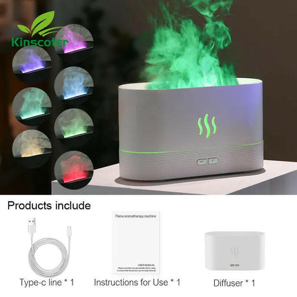 Ultrasonic Led Essential Oil Flame Lamp Aroma Diffuser