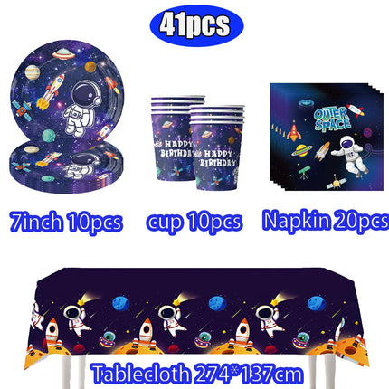 Party Essentials Space Astronaut Tableware Kid Birthday Decor Supply - Party Essentials - LISM - Mad Fly Essentials 