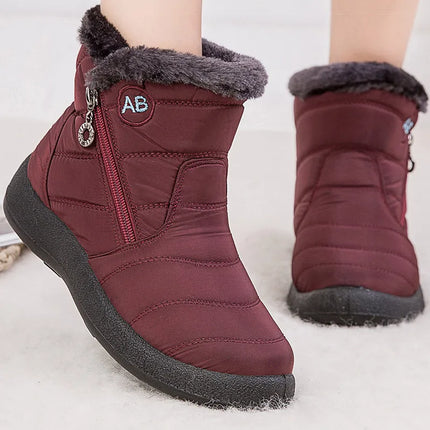 Boots Women Waterproof Round Toe Zip Ankle Footwear - Boots - Hajink - Mad Fly Essentials