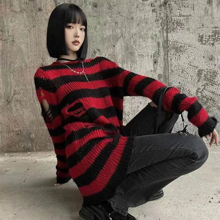 Women Sexy Hollow Long Gothic Punk Sweaters - Mad Fly Essentials
