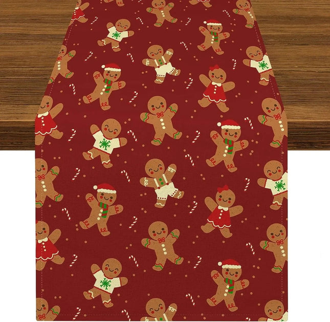 Home Christmas Holiday Linen Gnome Table Runners