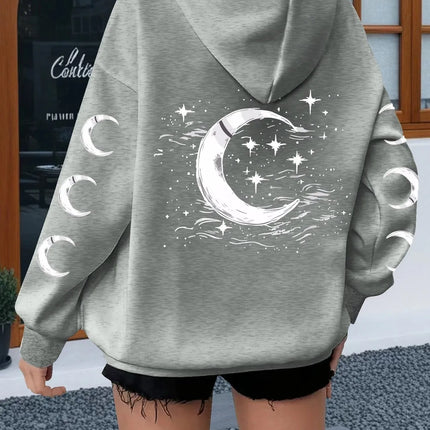 Hoodies Women Moon Winter Y2K Gothic Pullover - Hoodies - xwomenday - Mad Fly Essentials