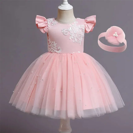 Baby Girl Lace Floral Birthday Party Dress
