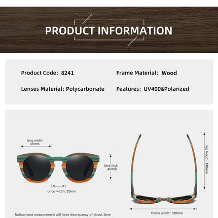 GM Natural Bamboo Rainbow Polarized Sunglasses